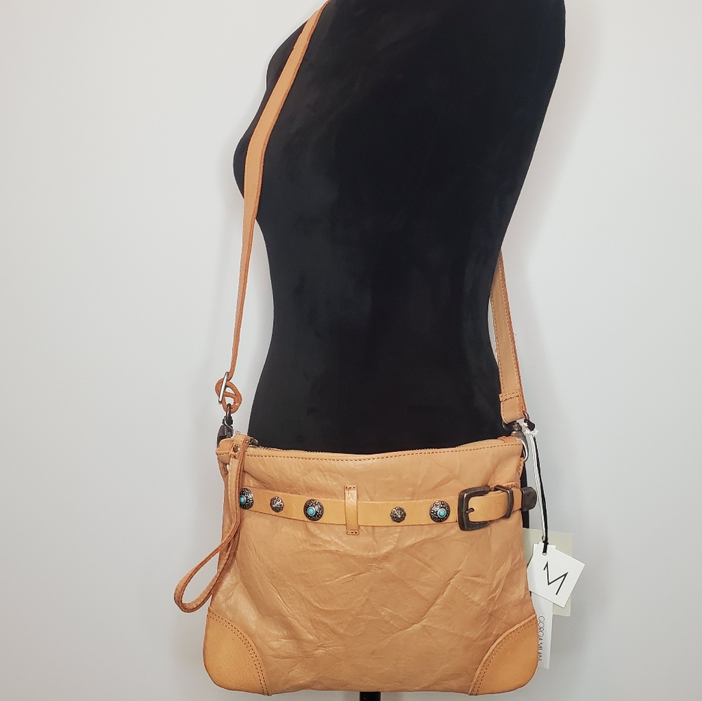 Giorgia Milani Italian Leather Crossbody Tan NWT
